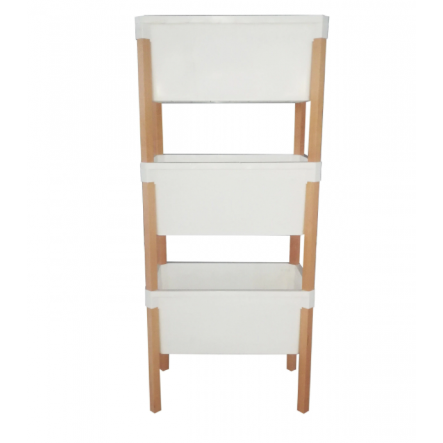 Organizator, Klausstech, 3 Sertare, Material Lemn&plastic, Rezistent, Stabil Si Durabil, Sertare Spatioase, Usor De Curatat, Crem/alb