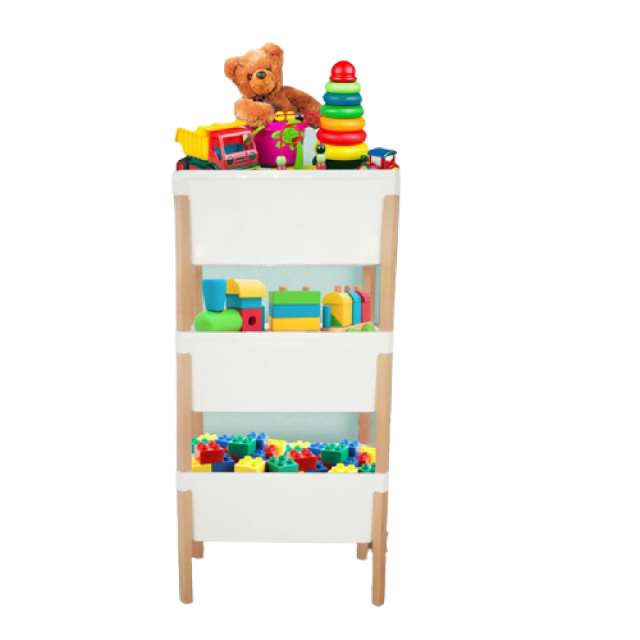 Organizator, Klausstech, 3 Sertare, Material Lemn&plastic, Rezistent, Stabil Si Durabil, Sertare Spatioase, Usor De Curatat, Crem/alb