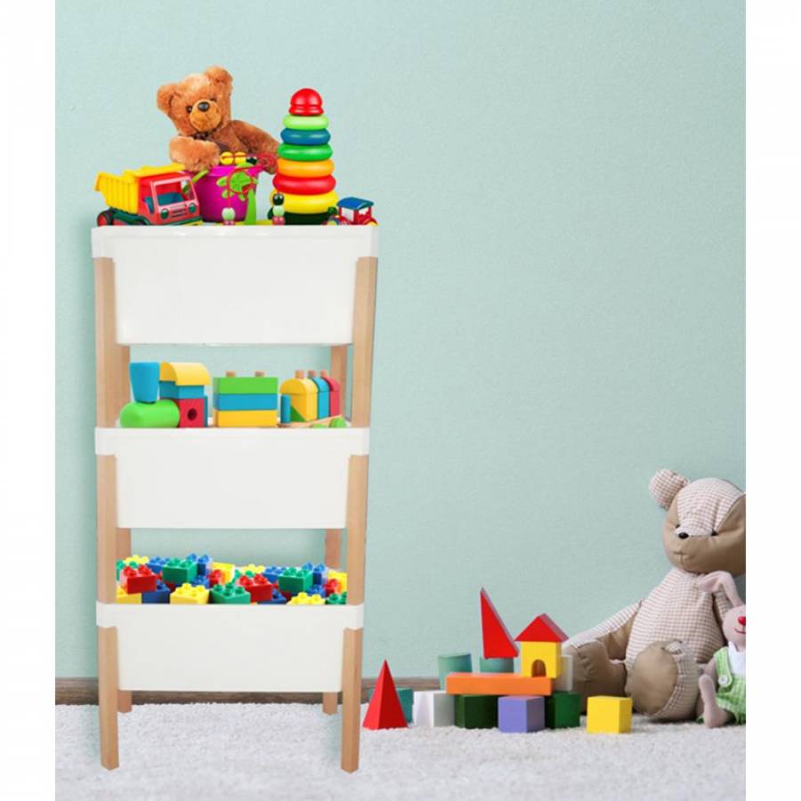 Organizator, Klausstech, 3 Sertare, Material Lemn&plastic, Rezistent, Stabil Si Durabil, Sertare Spatioase, Usor De Curatat, Crem/alb