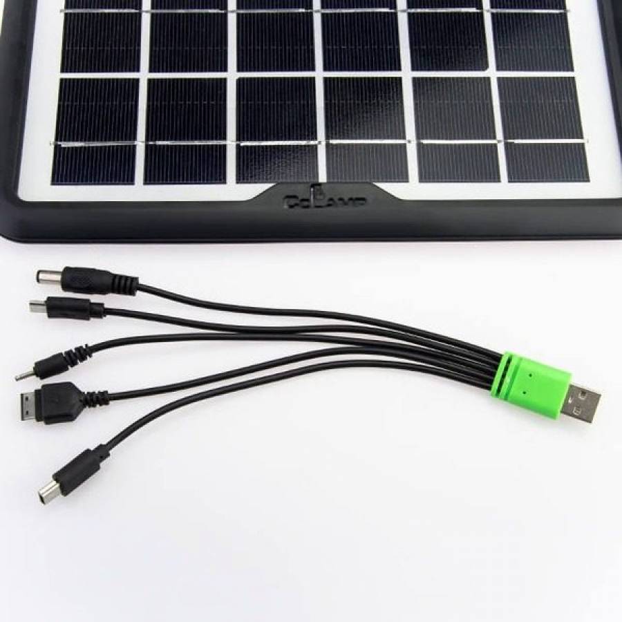 Panou Solar Portabil Cu Port Usb, 6 V - 3.8 W, Material Abs / Pc,  Incarcare Prin Energie Solara, 5 X Cabluri Incluse, Protectie Ip65, Negru