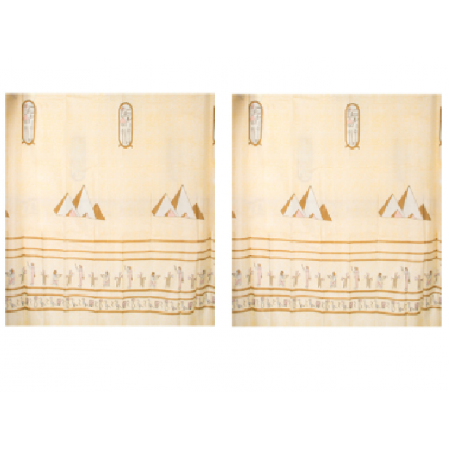 Perdea De Baie Klausstech, Panzata, 2 Piese, 2 X (120 X 180) Cm, Imprimeu, Design Modern, Usor De Instalat, Crem