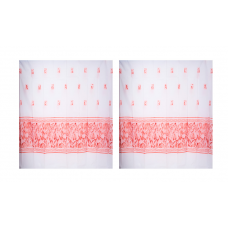 Perdea De Baie Klausstech, Panzata, 2 Piese, 2 X (120 X 180) Cm, Imprimeu, Design Modern, Usor De Instalat, Impermeabil, Alb/roz