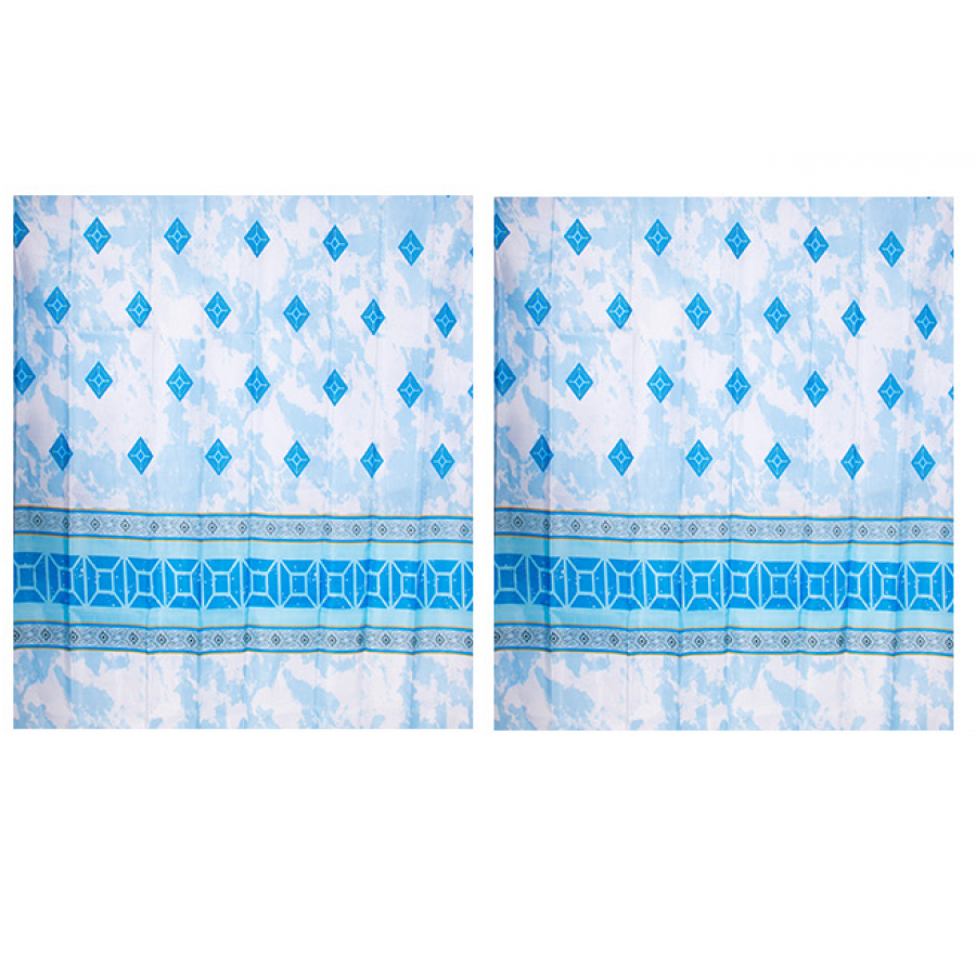 Perdea De Baie Klausstech, Panzata, 2 Piese, 2 X (120 X 180) Cm, Imprimeu, Design Modern, Usor De Instalat, Impermeabila, Albastru