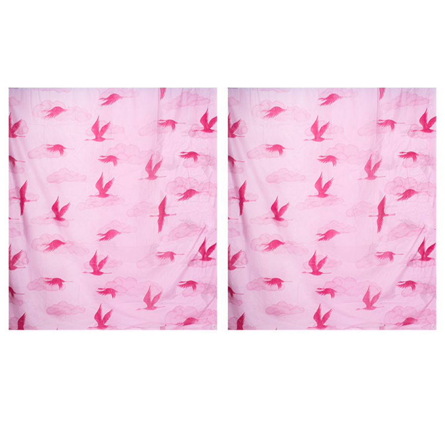 Perdea De Baie Klausstech, Panzata, 2 Piese, 2 X (120 X 180) Cm, Imprimeu, Design Modern, Usor De Instalat, Impermeabila, Roz