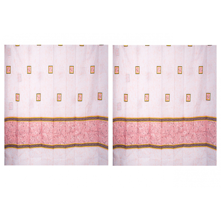 Perdea De Baie Klausstech, Panzata, 2 Piese, 2 X (120 X 180) Cm, Imprimeu, Design Modern, Usor De Instalat, Roz