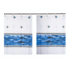 Perdea Pentru Dus/cada Klausstech Din 2 Piese, Dimensiuni Piesa 120 X 180 Cm, Design Modern Cu Imprimeu, Usor De Instalat, 12 X Carlige, Alb/albastru