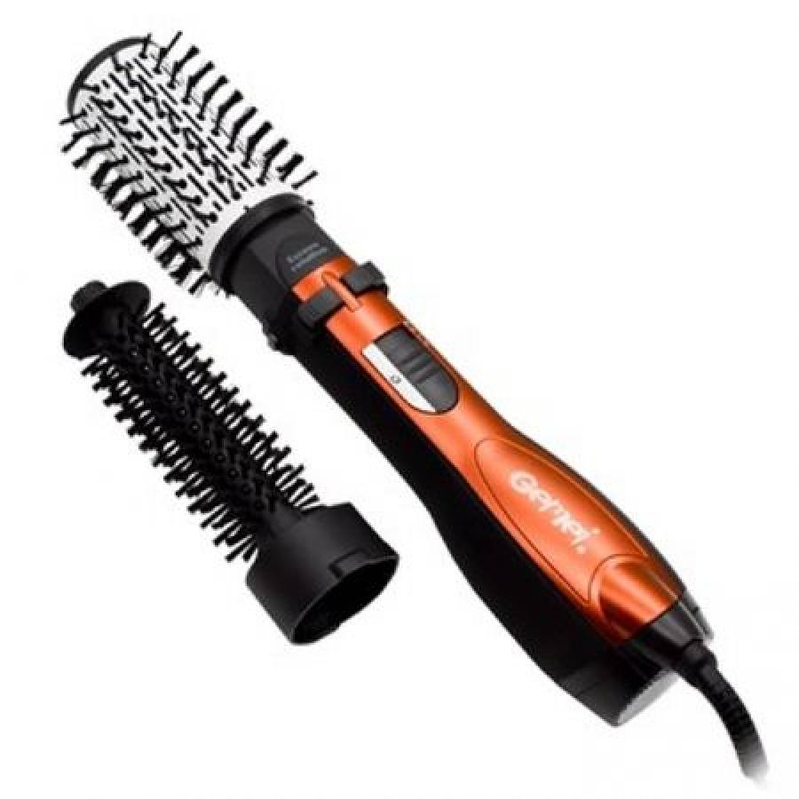 Perie De Par Electrica Gemei, 1000 W, Rotatie 360 °, 3 Accesorii Incluse, 4 Trepte De Viteza, Cablu Rotativ, Ideala Pentru Ondularea Parului, Design Ergonomic, Negru