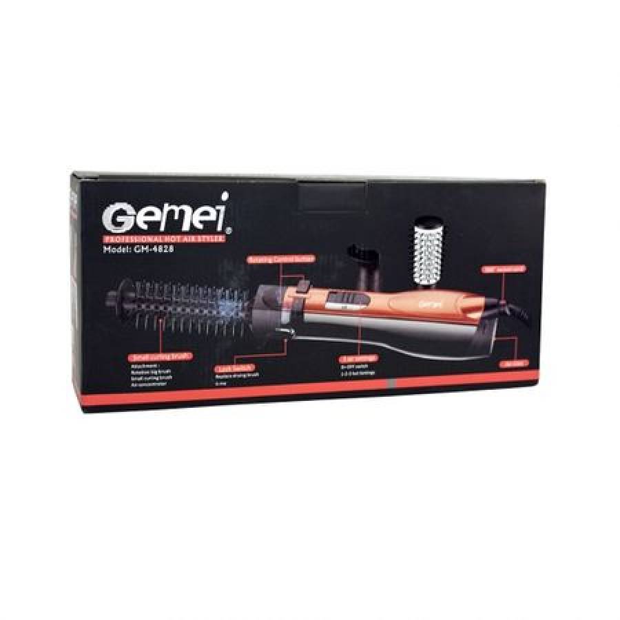 Perie De Par Electrica Gemei, 1000 W, Rotatie 360 °, 3 Accesorii Incluse, 4 Trepte De Viteza, Cablu Rotativ, Ideala Pentru Ondularea Parului, Design Ergonomic, Negru