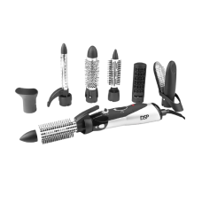 Perie De Par, Putere 1200w,  7 Accesorii Incluse, 220-240 V, 2 Trepte De Temperatura, Ergonomica, Negru/Argintiu