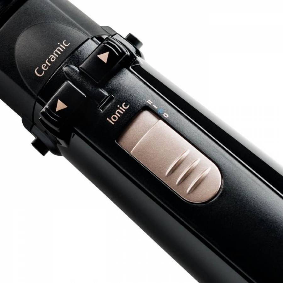 Perie Rotativa Cu Tehnologie Ionizare, 1000w, Ceramica, Aer Rece, 2 Nivele Temperatura, Subtire, Compact, Invelis Ceramic, Negru
