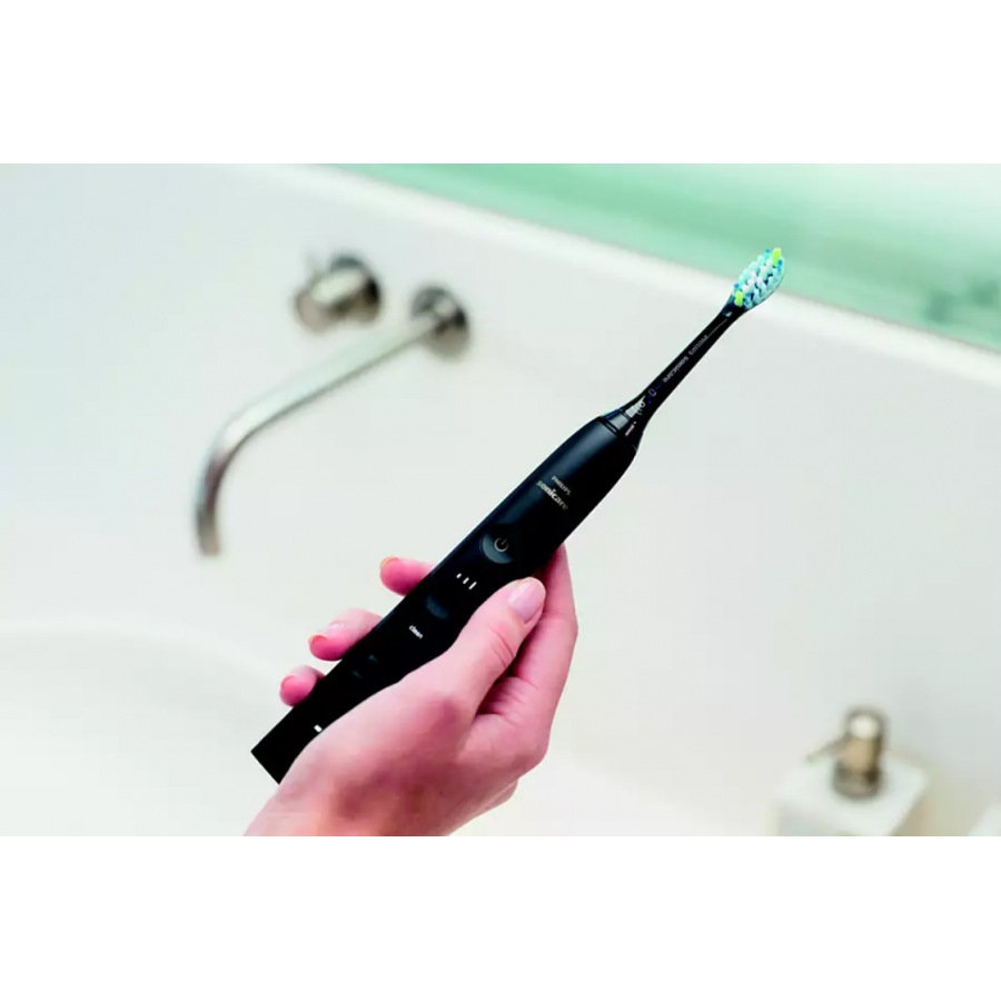 Periuta Electrica Philips De Dinti Sonica Cu Aplicatie, 4 Moduri Si 3 Intensitati, Senzor Presiune, Compatibilitate Androi / Ios, Brushpacer Si Smartimer, Negru