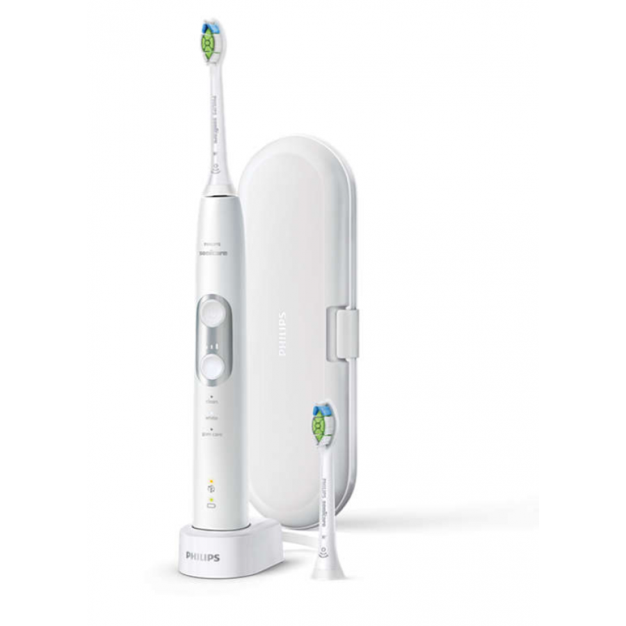 Periuta Electrica Philips De Dinti Sonica Cu Functii Brushsync, Senzor De Presiune Integrat, Toc De Transport , 3 Moduri/3 Intensitati, Protectiveclean, Culoare Alb