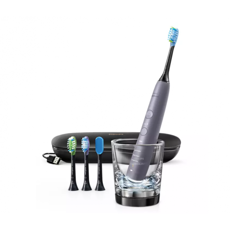 Periuta Smart De Dinti Diamondclean Philips Cu Functionare Sonica Si Compatibilitate Aplicatie,  Iluminare Violet, 62.000 Miscari/minut