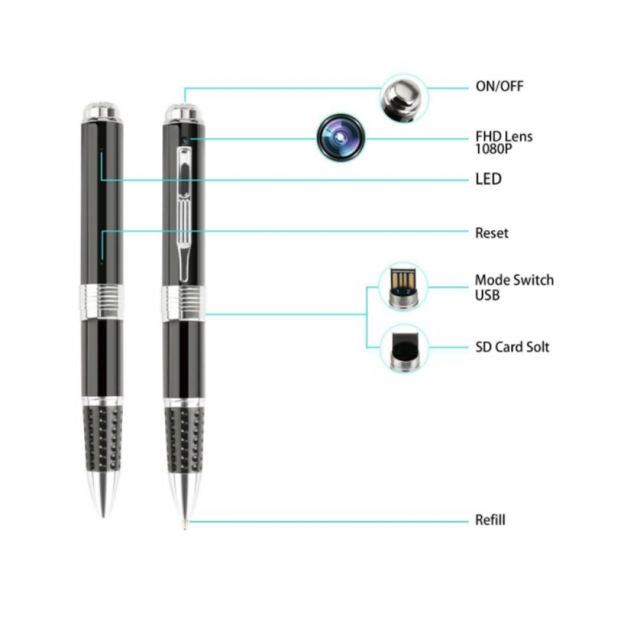 Pix Spion Cu Camera Si Microfon, 1080 Hd, Inregistreaza Audio-video, Fotografiaza, Camera Ascunsa, Simplu De Folosit, Plug&play, 260 Mah, Negru