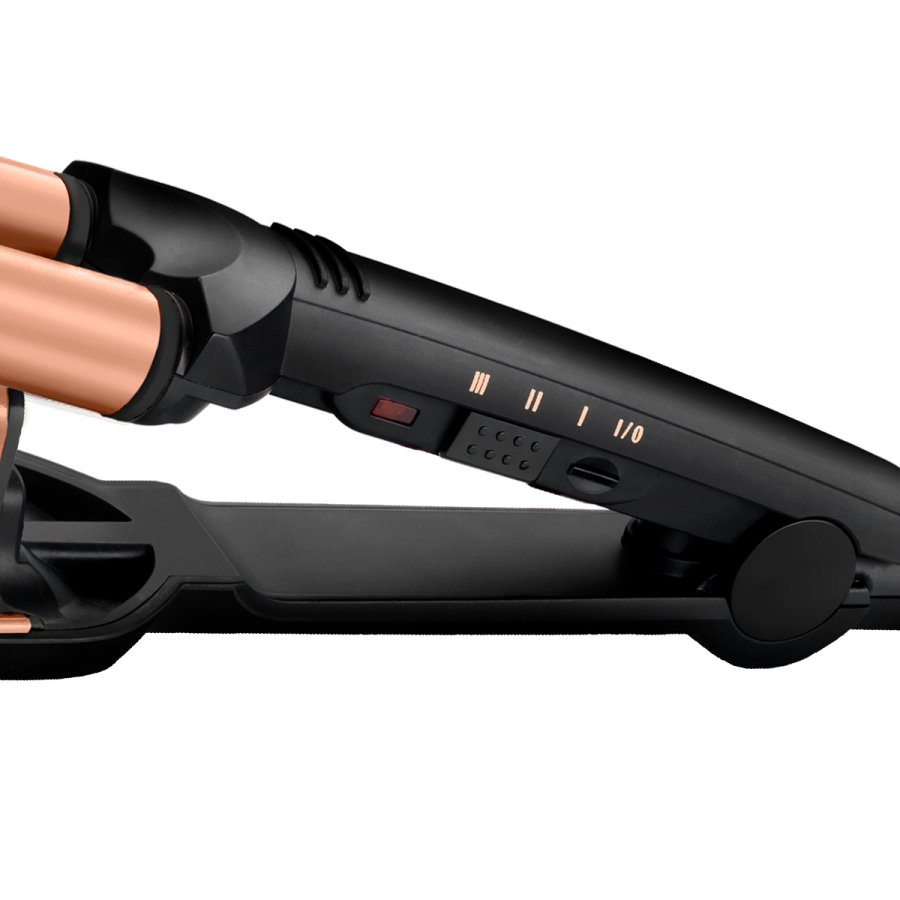 Placa De Creponat Deep Wavesv Babyliss, Tempereatura Maxima 200 °c, Invelis Ceramica Turmalina, 3 Trepte De Temperatura, Pentru Toate Tipurile De Par,varf Rece,negru/roz