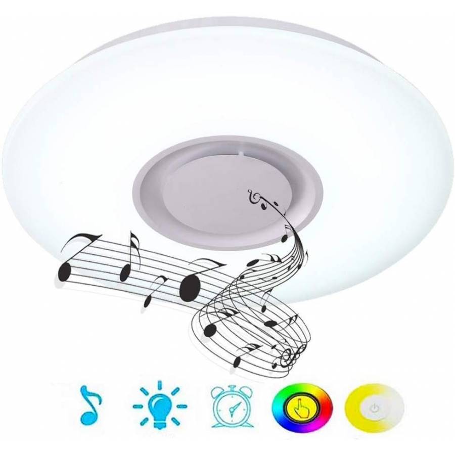 Plafoniera Led Smart Klausstech, Putere 24 W, Difuzor Integrat, Lumini Rgb, Conexiune Wireless Android & Ios, Luminozitate & Caldura Ajustabile, Design Modern, Alb