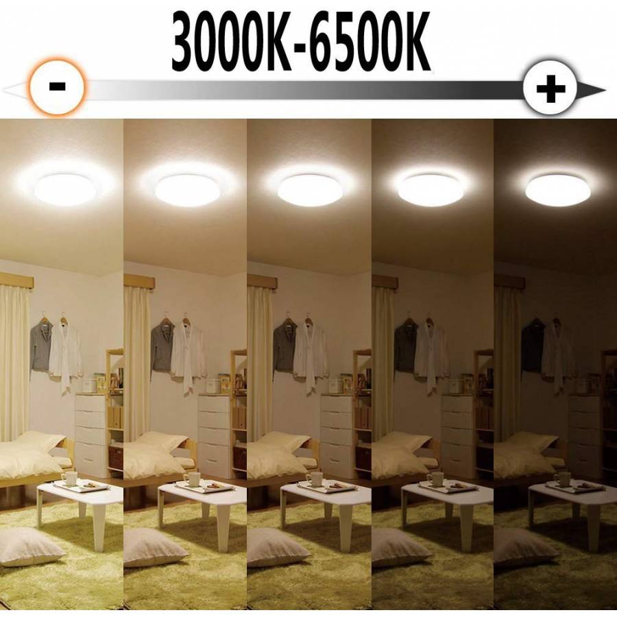 Plafoniera Led Smart , Putere 36 W, Difuzor Integrat, Lumini Rgb, Conexiune Wireless Android & Ios, Luminozitate & Caldura Ajustabile, Design Modern, Alb