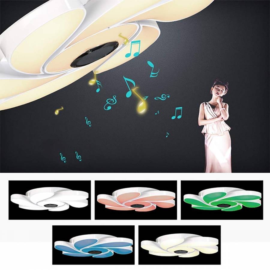 Plafoniera Led Smart Klausstech, Putere 72 W, Difuzor Integrat, Lumini Rgb, Conexiune Wireless Android & Ios, Luminozitate & Caldura Ajustabile, Design Modern, Alb