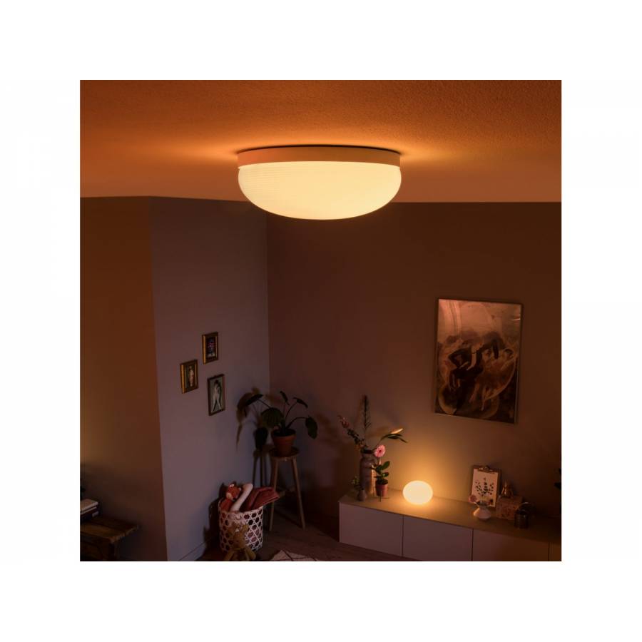Plafoniera Philips Led Rgbw Cu Ambianta Alba Si Color, Led Integrat, Control Bluetooth Prin Aplicatie, Material Sticla, Contemporan, Alb
