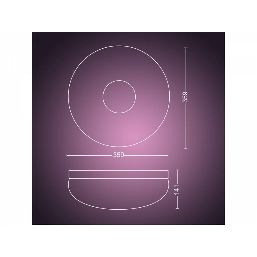 Plafoniera Philips Led Rgbw Cu Ambianta Alba Si Color, Led Integrat, Control Bluetooth Prin Aplicatie, Material Sticla, Contemporan, Alb