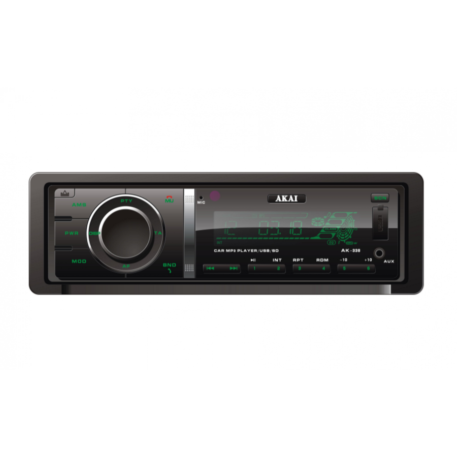 Player Mp3 Auto 4 X 35w, Fm Radio, Lcd Display, Card Sd, Bluetooth, Lumina Verde, Modern, Aux, Negru