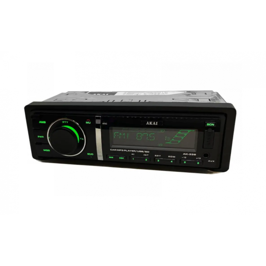 Player Mp3 Auto 4 X 35w, Fm Radio, Lcd Display, Card Sd, Bluetooth, Lumina Verde, Modern, Aux, Negru