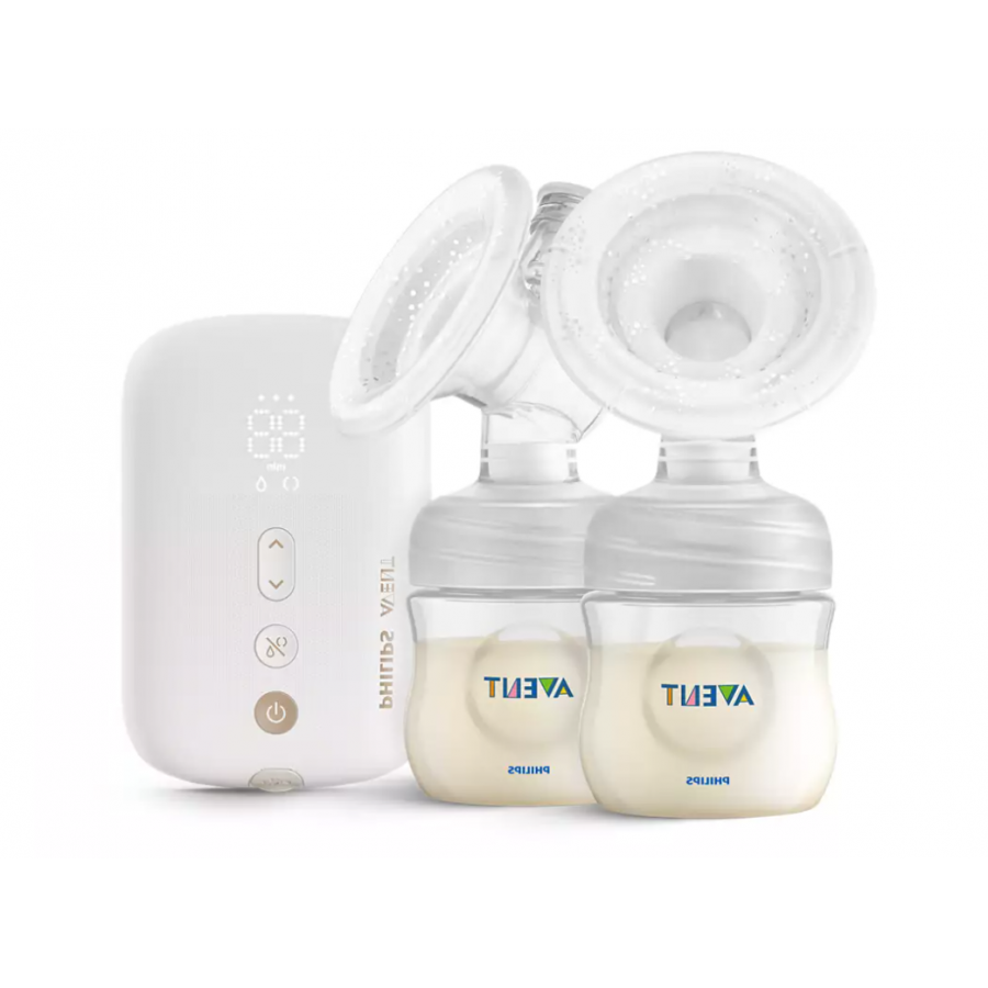 Pompa Dubla Philips De San, Baterie Reincarcabila, Afisaj Cronometru, Fara Bpa, 100 - 240 V, 8 Niveluri Stimulare, Culoare Alb