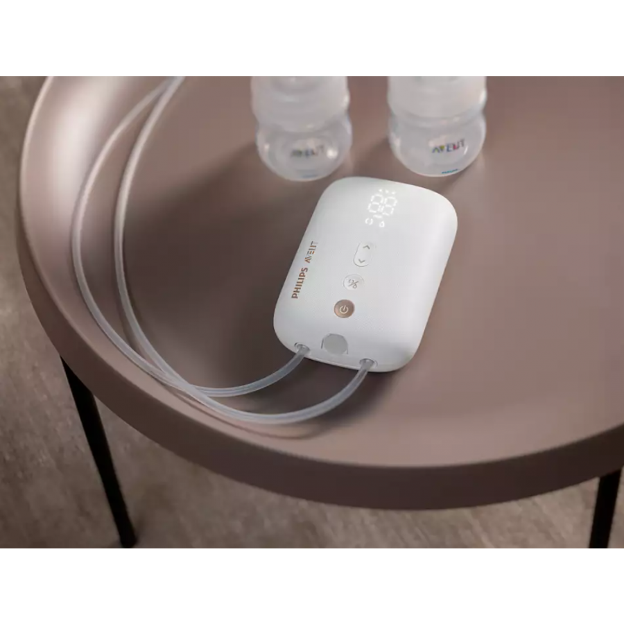 Pompa Dubla Philips De San, Baterie Reincarcabila, Afisaj Cronometru, Fara Bpa, 100 - 240 V, 8 Niveluri Stimulare, Culoare Alb