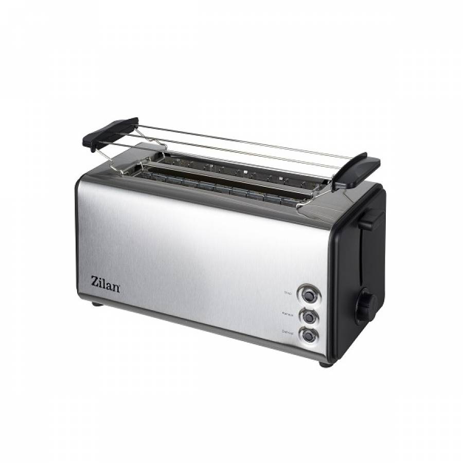 Prajitor De Paine Dublu, 4 Felii De Paine, Putere 1300w, Inox, 6 Trepte De Prajire, Panou De Comanda Mecanic, Tava Firimituri Detasabila, Argintiu