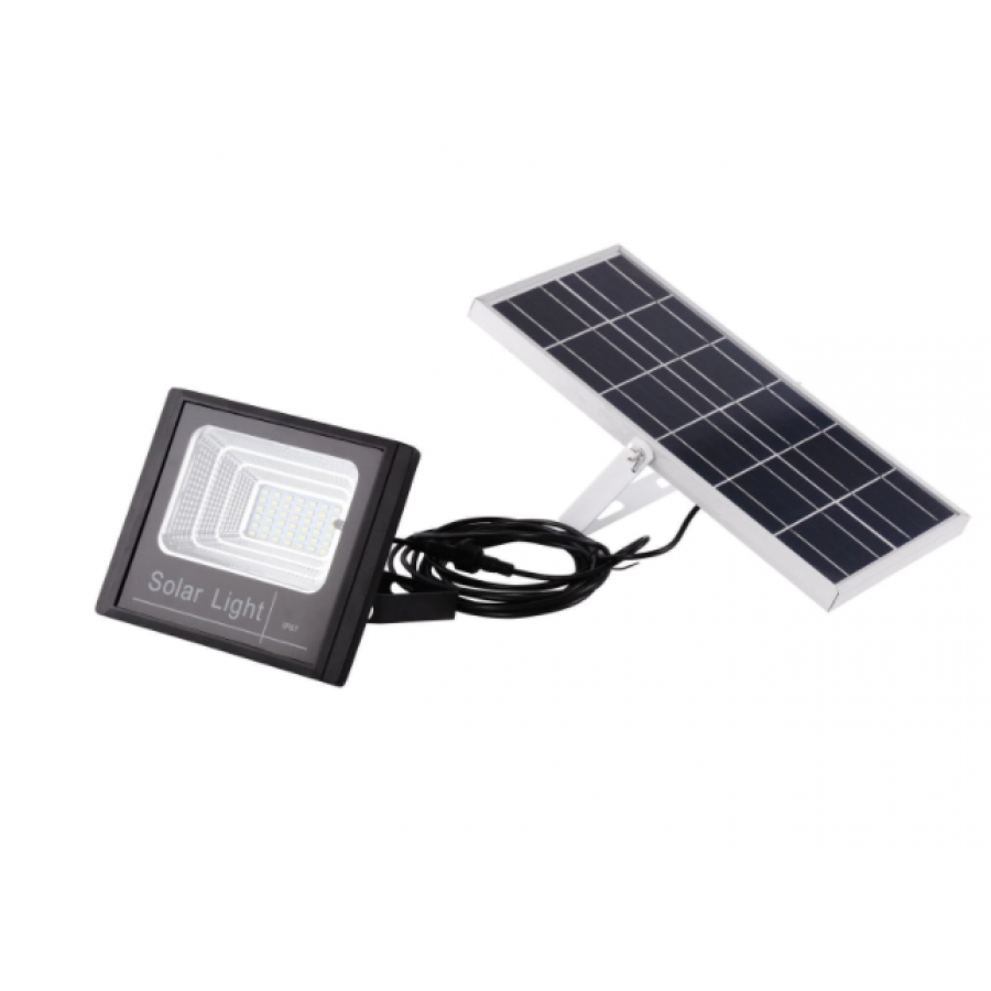 Proiector Cu Panou Solar Klausstech, Telecomanda, Ip66, Putere 25w, Usor De Instalat, Design Ergonomic, Destinat Pentru Exterior, Negru/alb