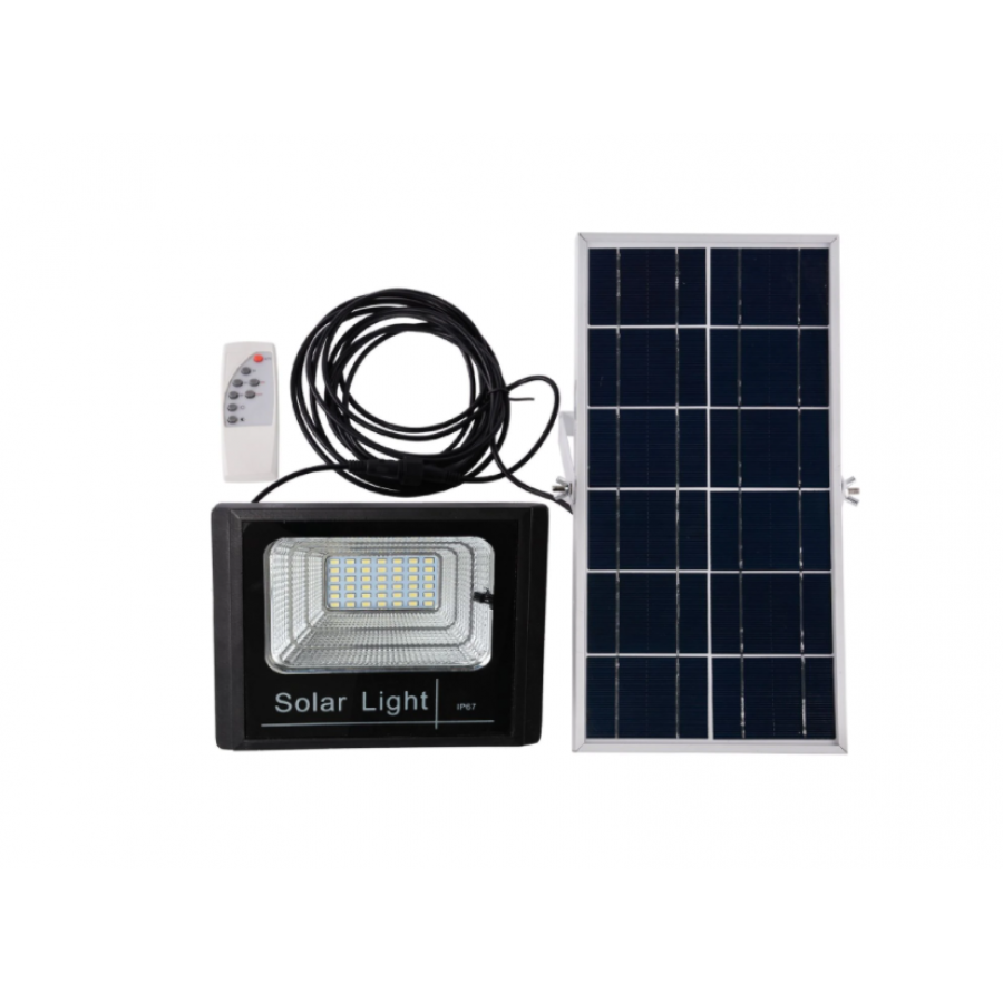 Proiector Cu Panou Solar Klausstech, Telecomanda, Ip66, Putere 25w, Usor De Instalat, Design Ergonomic, Destinat Pentru Exterior, Negru/alb