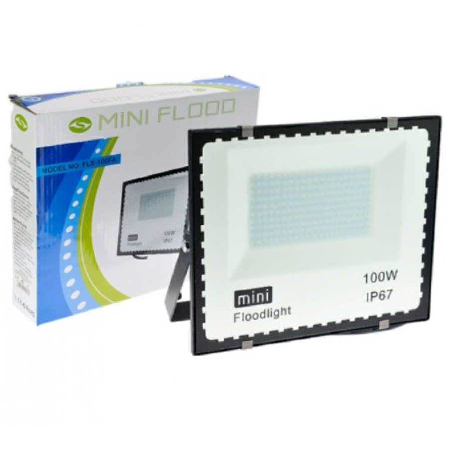 Proiector De Lumina Led Cu Putere De 100 W, Lumina Alb Rece, Design Slim, Dimensiuni Compacte , Protectie Ip67, Durata De Viata 50000 Ore, Culoare Negru