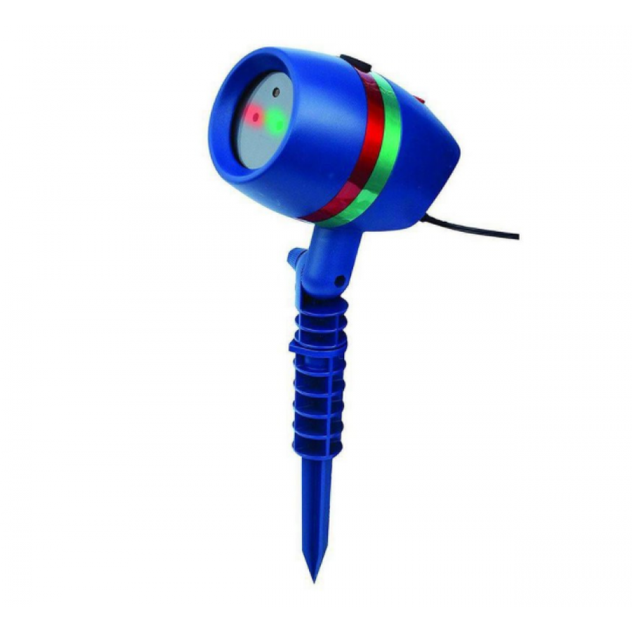 Proiector Laser Klausstech, Joc De Lumini,  Lumini Rosu&verde, Waterproof, Ip44, Destinat Pentru Gradina, Raza 15m, Buton On/off, Usor De Folosit, Design Modern, Compact, Albastru