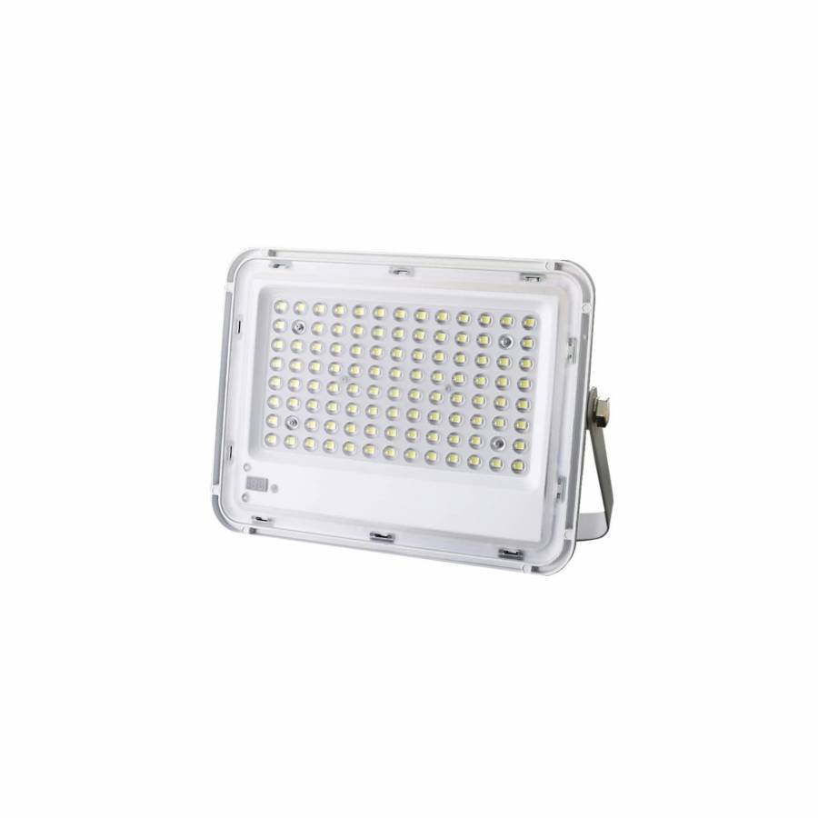 Proiector Led Cu Panou Solar Si Telecomanda, 100 W, Autonomie 10 H, 9500 Lm, Durata De Functionare 50.000 H, Alb