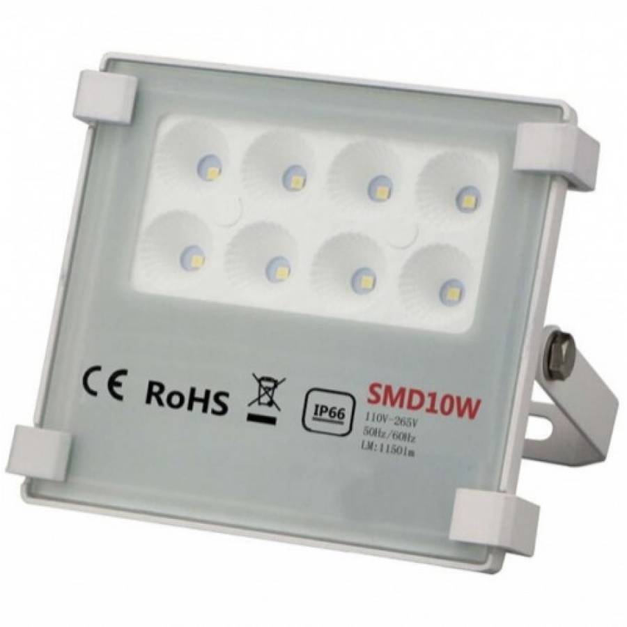 Proiector Led Klausstech, 10w, 900 Lumeni, Peste 50000h De Functionare, Luminca Puternica, Consum Redus De Energie, Rezistent La Intemperii, Praf Si Apa, Design Compact Si Ergonomic, Alb