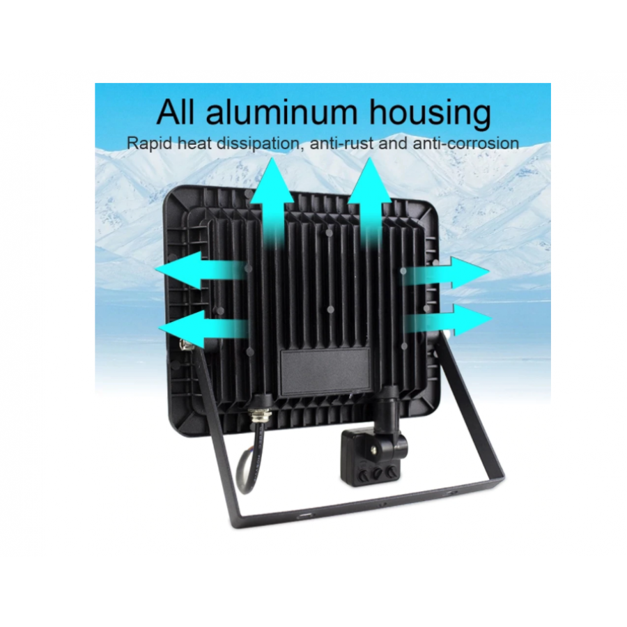 Proiector Led Klausstech, Putere De 30w, Flux Lluminos 2700lm, Senzor De Miscare, Culoare Lumina 6500k, Clasa De Protectie Ip66, Negru