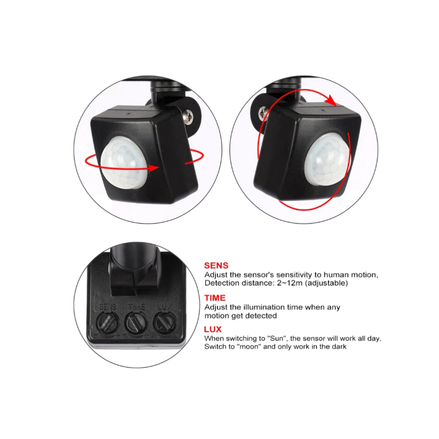 Proiector Led Klausstech, Putere De 30w, Flux Lluminos 2700lm, Senzor De Miscare, Culoare Lumina 6500k, Clasa De Protectie Ip66, Negru