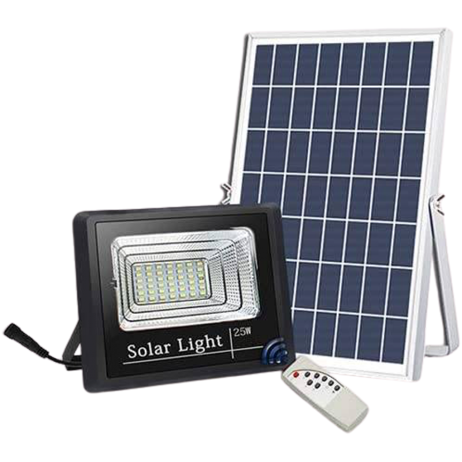 Proiector Solar De Exterior Klausstech, 25 W, Telecomanda Inclusa, Lumina Led, Temperatura Culoare 6500 K, Protectie Ip 66, Autonomie 50000h, 3 Moduri De Instalare, Design Modern, Negru