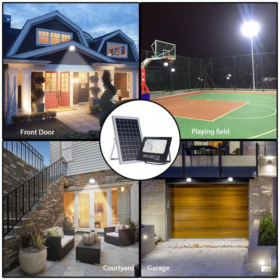 Proiector Solar Led Klausstech, 40 W, Waterproof, Telecomanda Inclusa, Temperatura Culoare 6500 K, Protectie Ip 66, 3 Moduri De Instalare, Durata Lunga De Viata, Design Modern, Negru