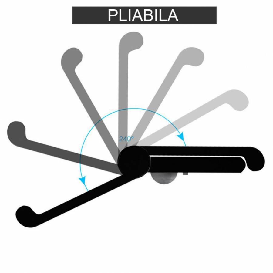 Proiector Solar Pliabil Klausstech Cu Tehnologie De Senzor De Miscare, 3 Moduri , Surse De Iluminat 34 Led, Plastic Abs, Rezistenta La Uzura , Tehnologie Waterproof Ip65,  Culoare Negru