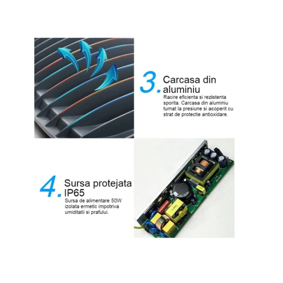 Proiector Stradal Klausstech, Iluminare Led, Putere De 150w Cu 3 Surse De Lumina, Lentila Din Sticla Securizata, Carcasa Din Aluminiu, Ip65, Negru