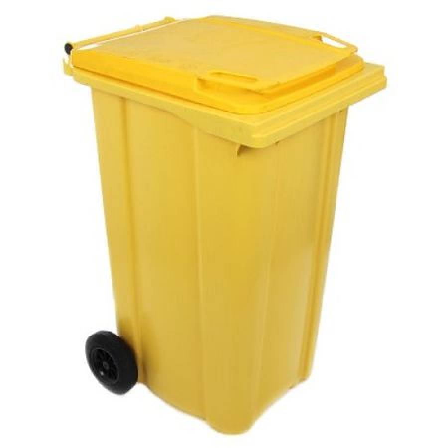 Pubela De Gunoi KlaussTech, Capacitate 240 L, Material Plastic,  2 Roti,  Galben