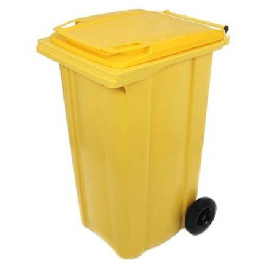 Pubela De Gunoi KlaussTech, Capacitate 240 L, Material Plastic,  2 Roti,  Galben