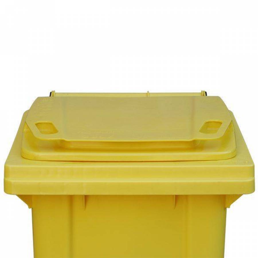 Pubela De Gunoi KlaussTech, Capacitate 240 L, Material Plastic,  2 Roti,  Galben