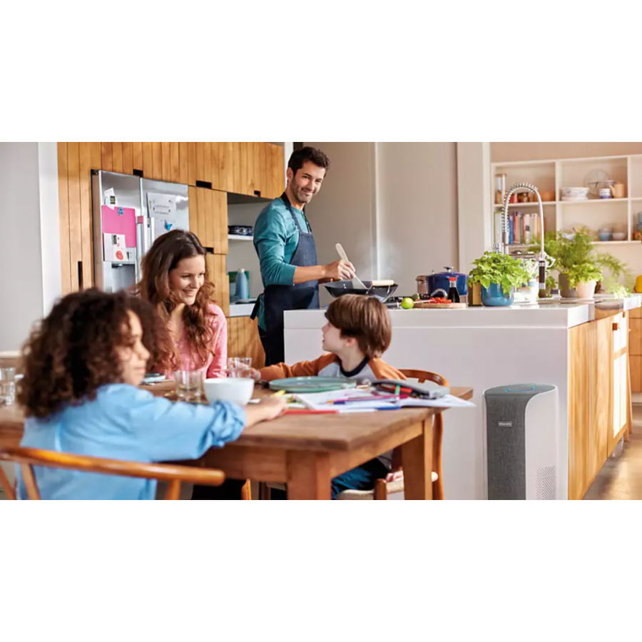 Purificator Philips De Aer Cu Aplicatia Cleanhome+, Filtru Hepa, Incaperi De 73 M², Cadr De 610 M³/h, Inel Colorat, 4 Nivele Turatie, Control Vocal Alexa/google Home, Compatibilitate Androi / Ios, Alb/argintiu Lucios