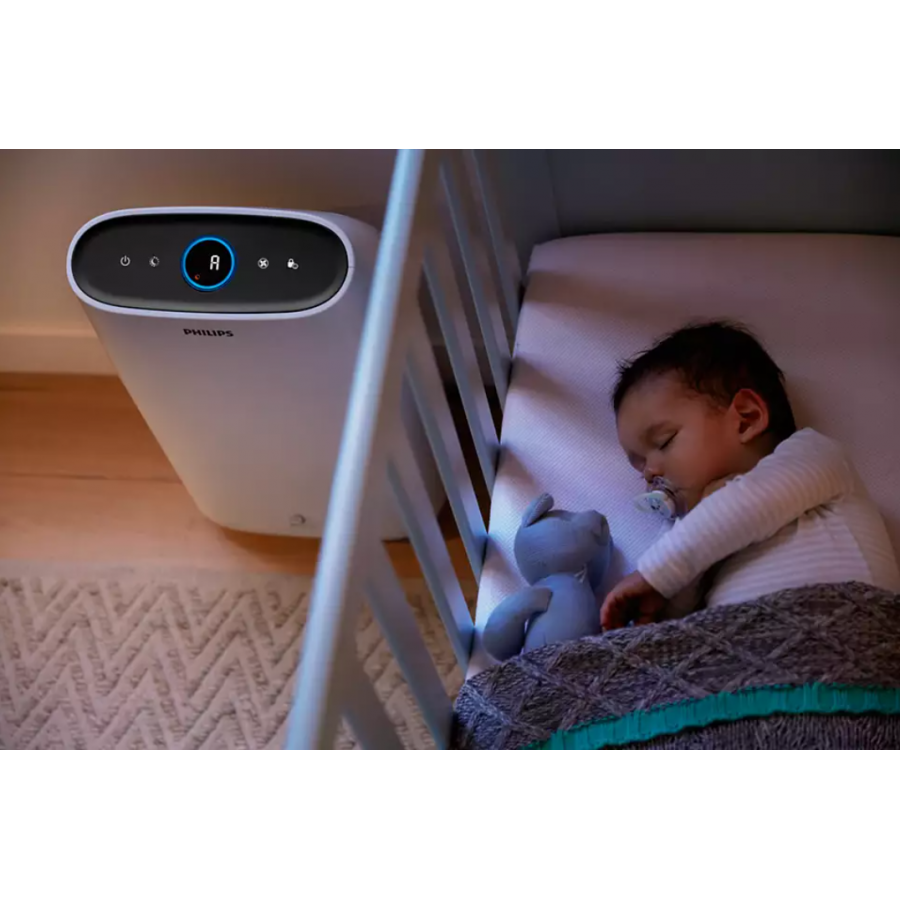 Purificator Philips De Aer Cu Mod Automat, Pana La 32 M2/344 Ft2, Alimentare 50 W, Panou Tactic De Control, Indicatoare De Turatie Ventilator 1, 2, 3, Turbo, Culoare Alb