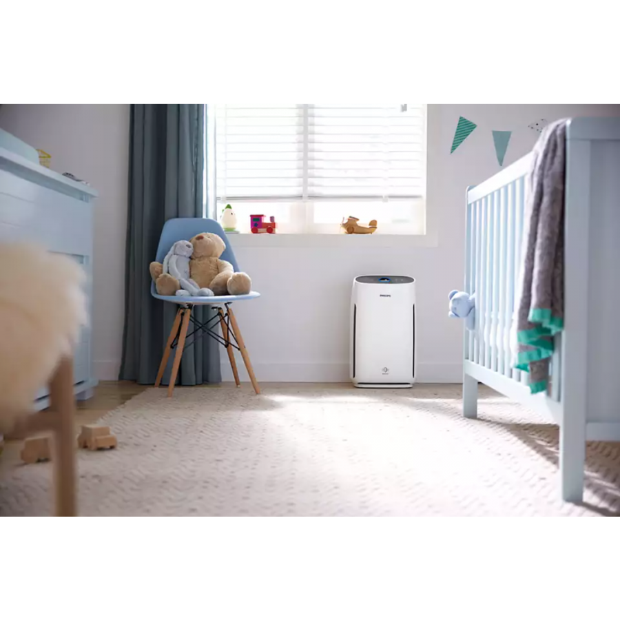 Purificator Philips De Aer Cu Mod Automat, Pana La 32 M2/344 Ft2, Alimentare 50 W, Panou Tactic De Control, Indicatoare De Turatie Ventilator 1, 2, 3, Turbo, Culoare Alb