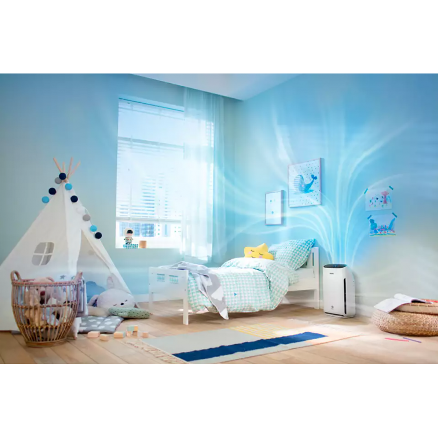 Purificator Philips De Aer Cu Mod Automat, Pana La 32 M2/344 Ft2, Alimentare 50 W, Panou Tactic De Control, Indicatoare De Turatie Ventilator 1, 2, 3, Turbo, Culoare Alb