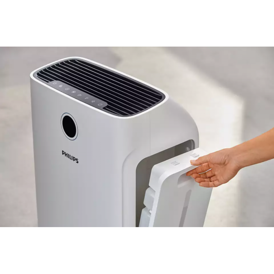 Purificator Si Umidificator De Aer 2 In 1 Philips, Afisaj Calitate, 3 Moduri Automate Cu Motor Cc, Functie Cronometru, Senzor Pm2.5, Lungime Cablu 1.8 M, Panou Tactil, Alb