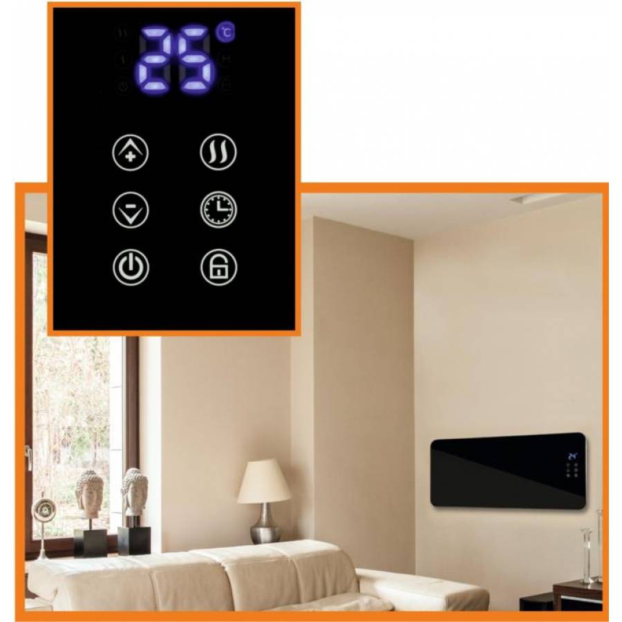 Radiator Electric Smart Wifi, Temporizator Pentru Oprire , Functie Protectie Copii , Doua Trepte De Incalzire 1000/2000 W , Protectie Ipx4 , Modern , Culoare Negru